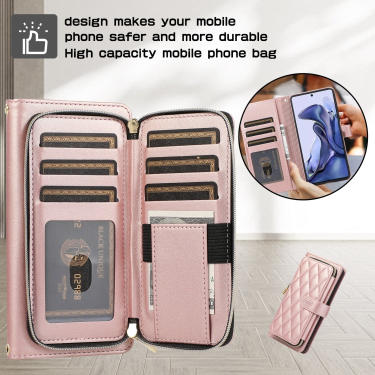 For Xiaomi Mi 11T / 11T Pro Rhombic Full Zipper Wallet Leather Phone Case