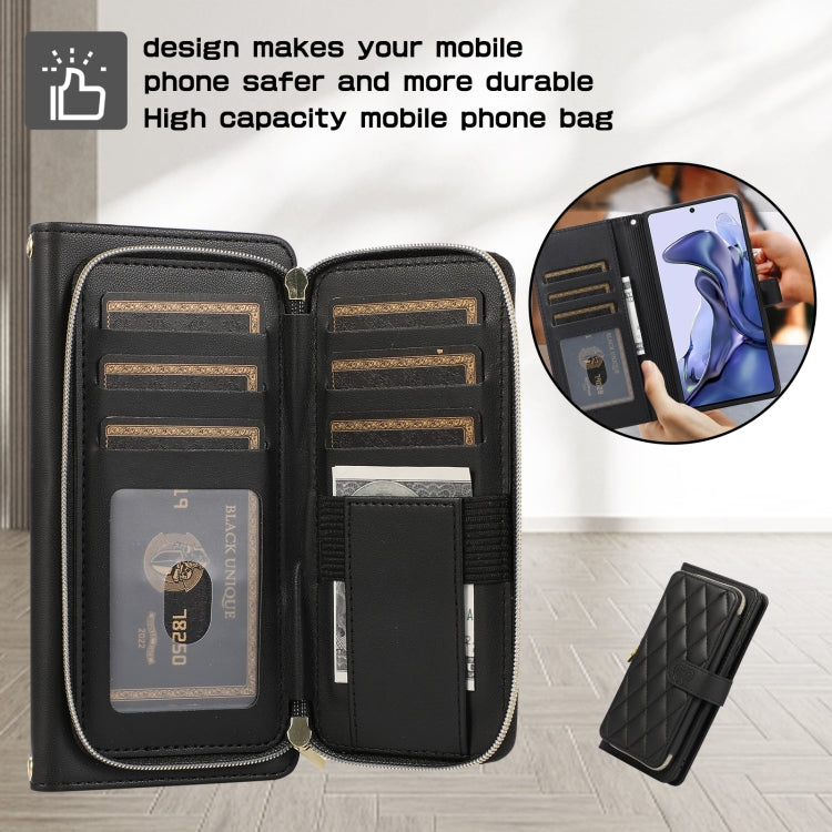 For Xiaomi Mi 11T / 11T Pro Rhombic Full Zipper Wallet Leather Phone Case