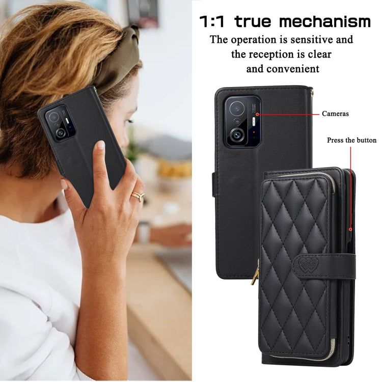For Xiaomi Mi 11T / 11T Pro Rhombic Full Zipper Wallet Leather Phone Case