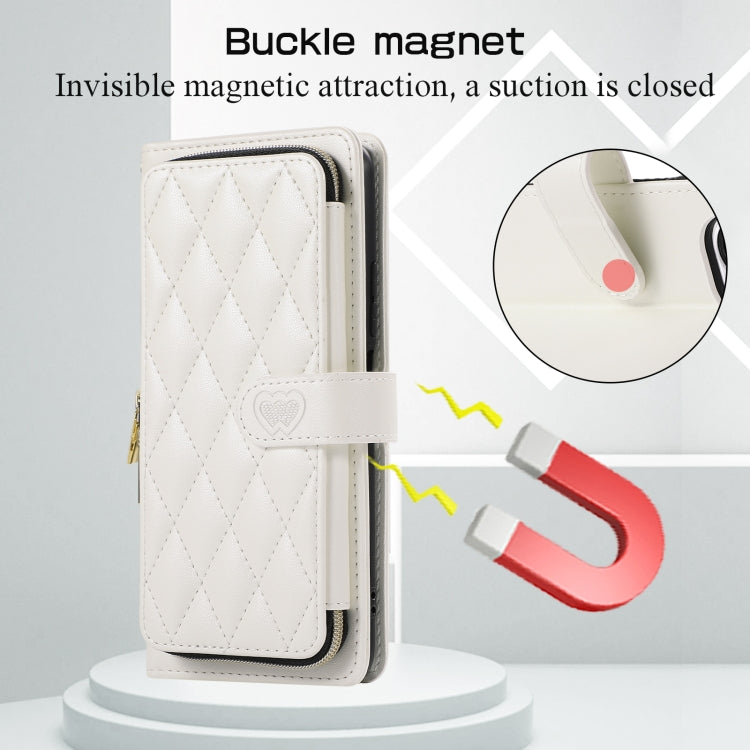 For Xiaomi Poco F3 Rhombic Full Zipper Wallet Leather Phone Case
