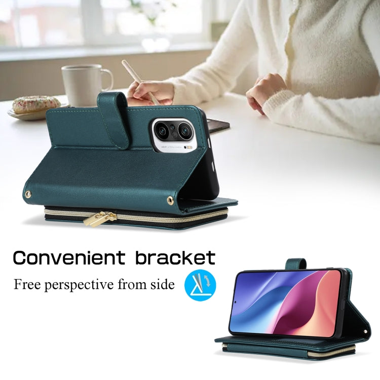 For Xiaomi Poco F3 Rhombic Full Zipper Wallet Leather Phone Case
