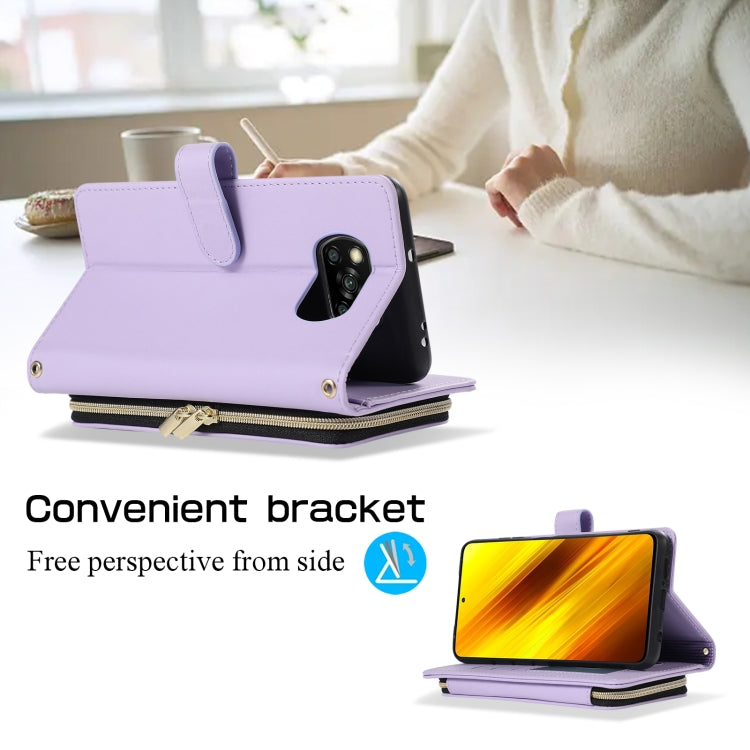 For Xiaomi Poco X3 NFC Rhombic Full Zipper Wallet Leather Phone Case