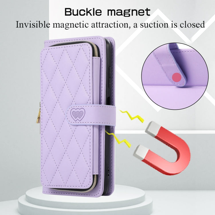 For Xiaomi Poco X3 NFC Rhombic Full Zipper Wallet Leather Phone Case