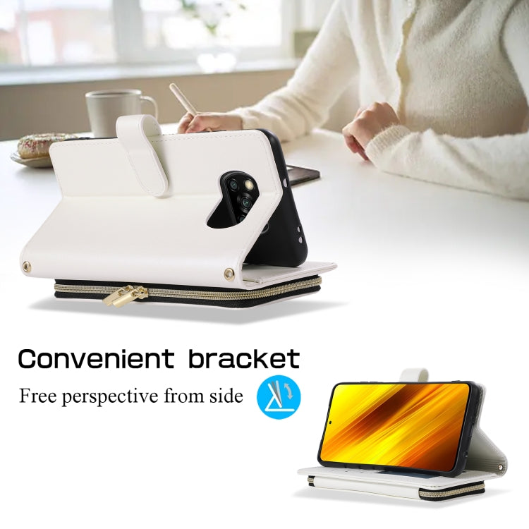 For Xiaomi Poco X3 NFC Rhombic Full Zipper Wallet Leather Phone Case