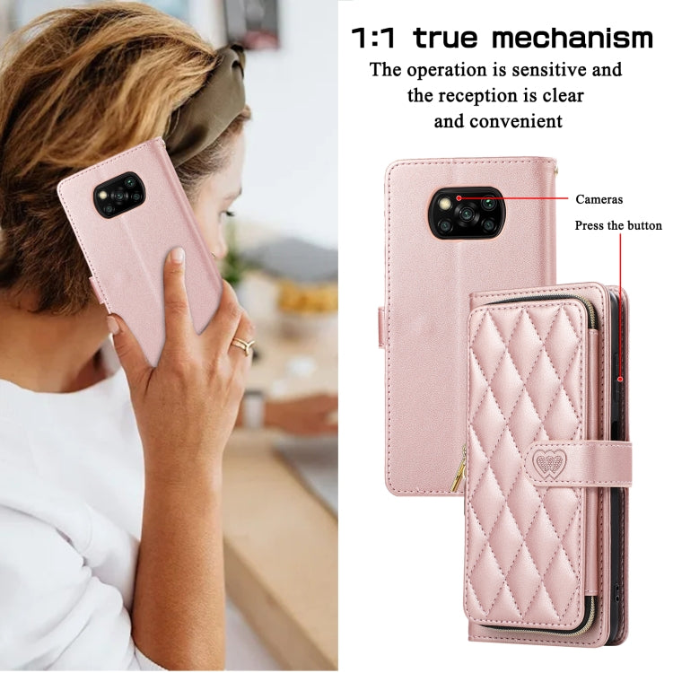 For Xiaomi Poco X3 NFC Rhombic Full Zipper Wallet Leather Phone Case