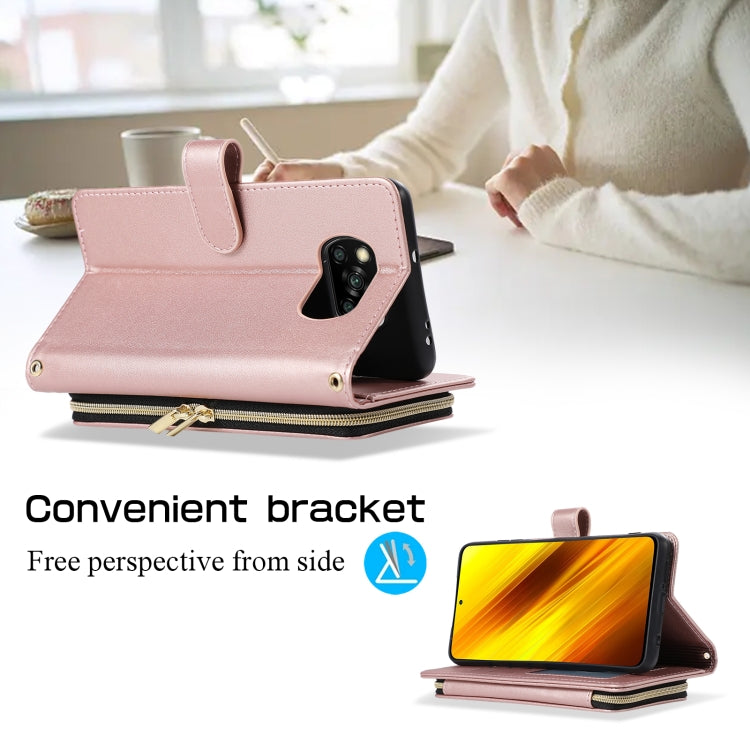 For Xiaomi Poco X3 NFC Rhombic Full Zipper Wallet Leather Phone Case