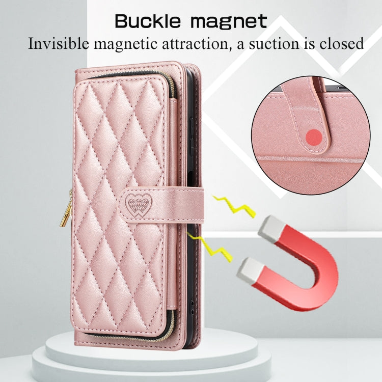 For Xiaomi Poco X3 NFC Rhombic Full Zipper Wallet Leather Phone Case