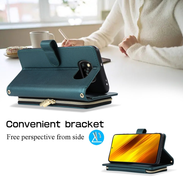 For Xiaomi Poco X3 NFC Rhombic Full Zipper Wallet Leather Phone Case