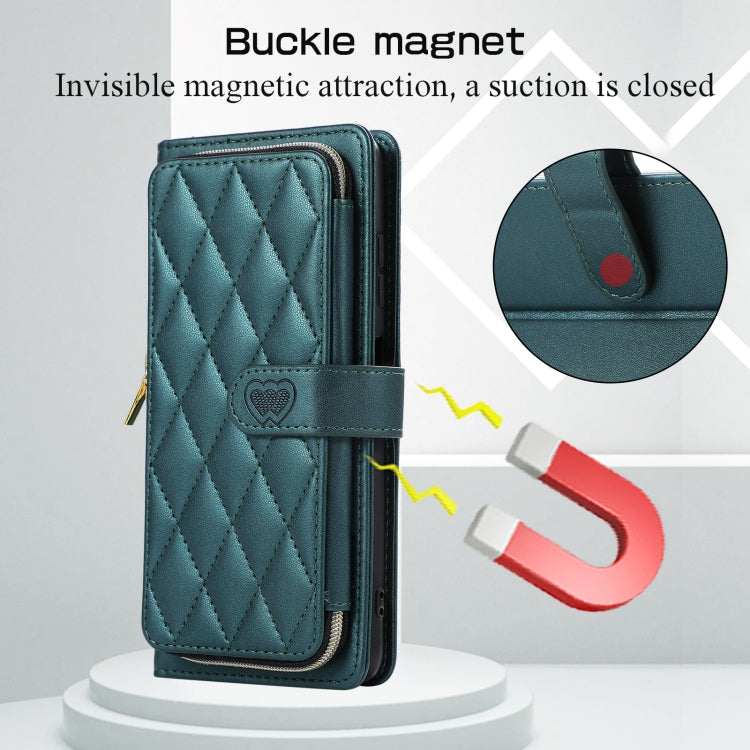 For Xiaomi Poco X3 NFC Rhombic Full Zipper Wallet Leather Phone Case