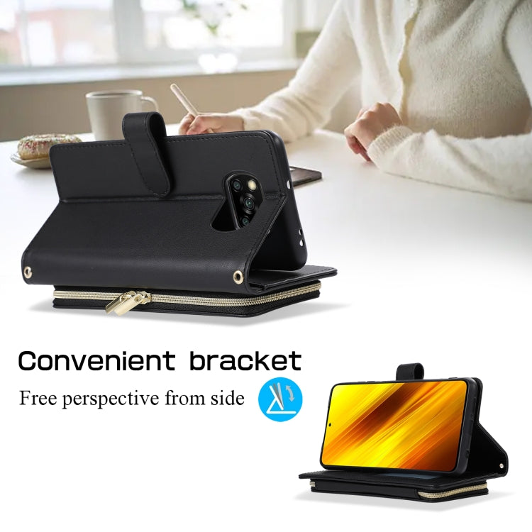 For Xiaomi Poco X3 NFC Rhombic Full Zipper Wallet Leather Phone Case