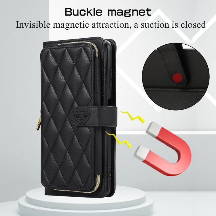 For Xiaomi Poco X3 NFC Rhombic Full Zipper Wallet Leather Phone Case