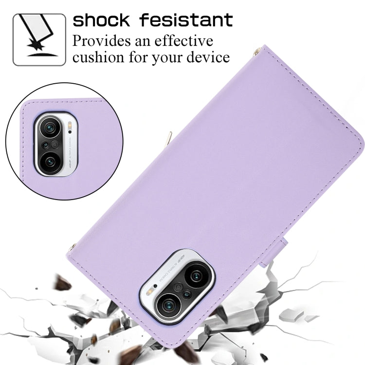 For Redmi K40 Rhombic Full Zipper Wallet Leather Phone Case