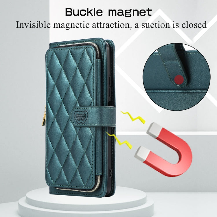 For Redmi K40 Rhombic Full Zipper Wallet Leather Phone Case