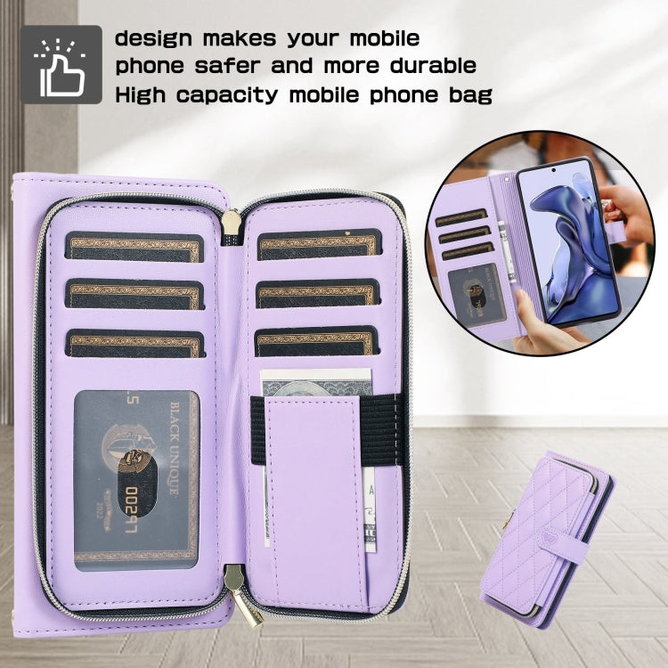 For Redmi Note 10 / 10S Rhombic Full Zipper Wallet Leather Phone Case