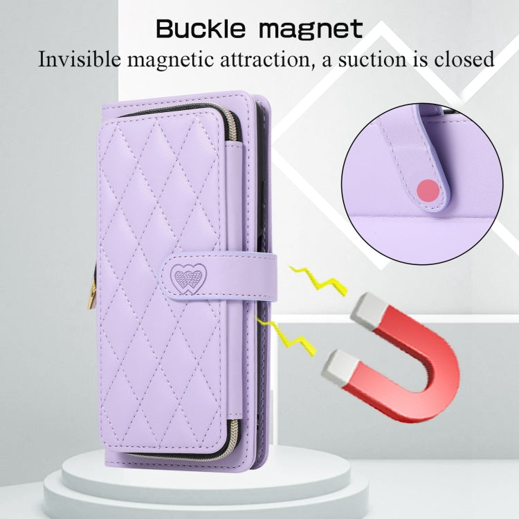 For Redmi Note 10 / 10S Rhombic Full Zipper Wallet Leather Phone Case