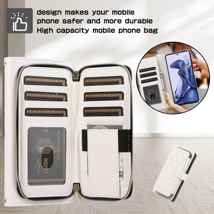 For Redmi Note 10 / 10S Rhombic Full Zipper Wallet Leather Phone Case