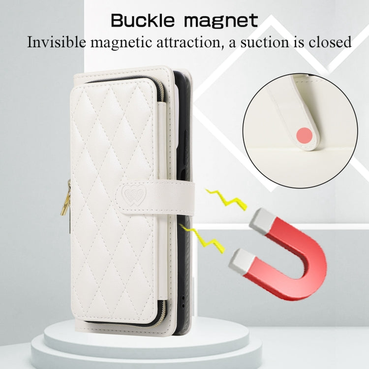 For Redmi Note 10 / 10S Rhombic Full Zipper Wallet Leather Phone Case