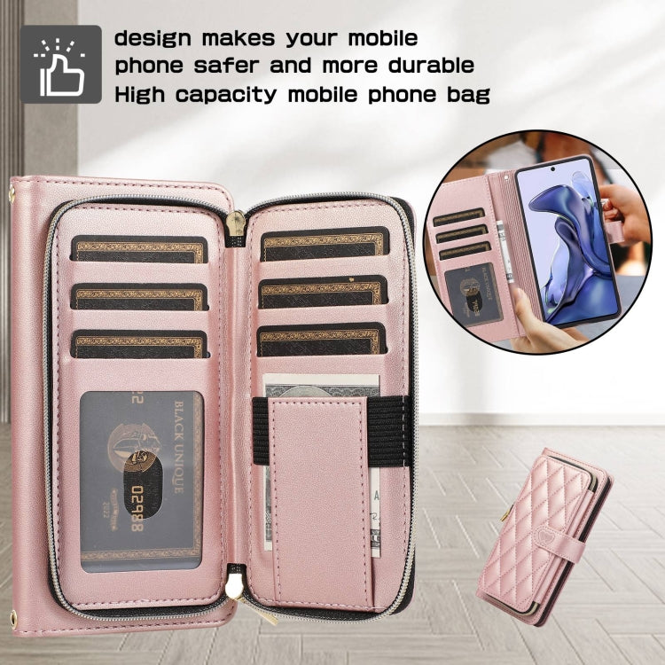For Redmi Note 10 / 10S Rhombic Full Zipper Wallet Leather Phone Case