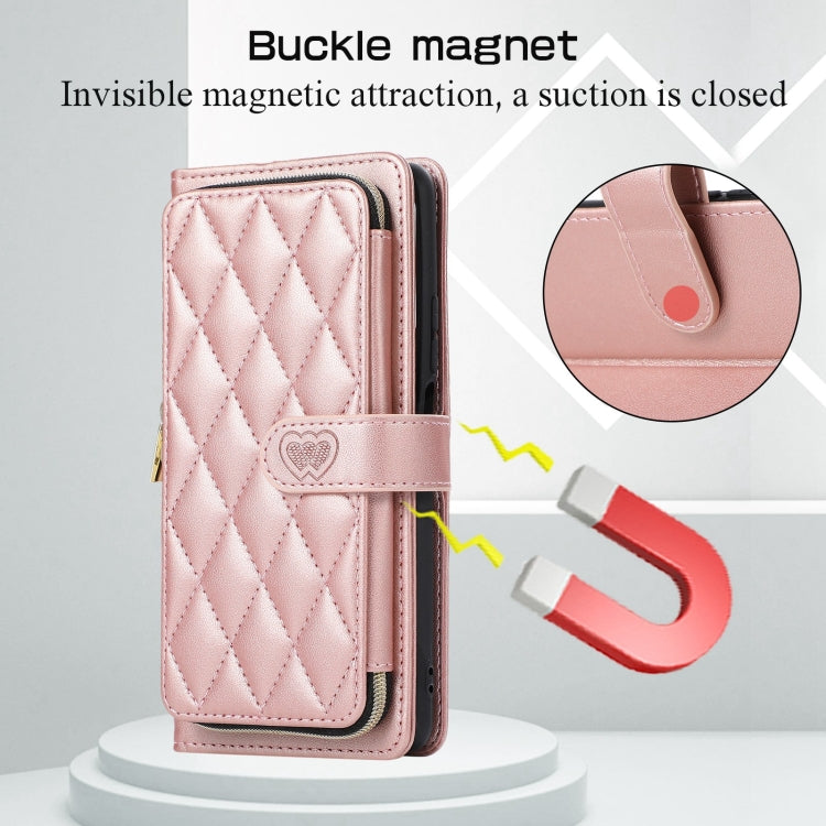 For Redmi Note 10 / 10S Rhombic Full Zipper Wallet Leather Phone Case