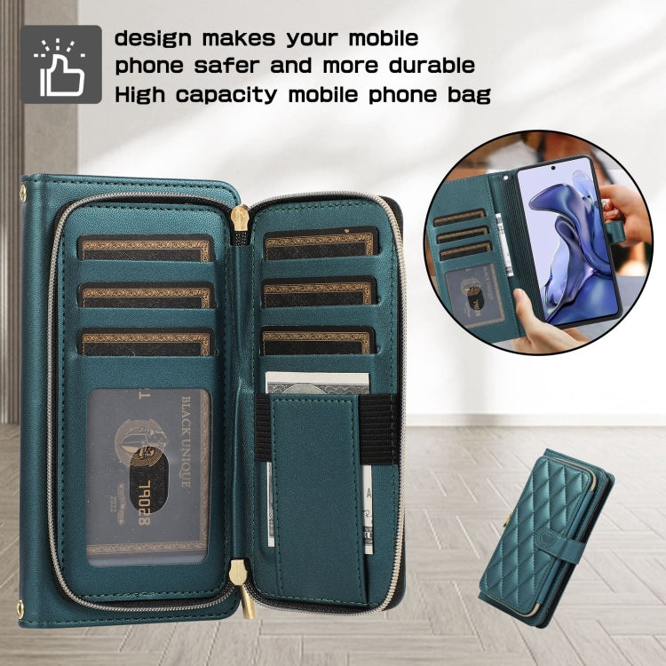 For Redmi Note 10 / 10S Rhombic Full Zipper Wallet Leather Phone Case