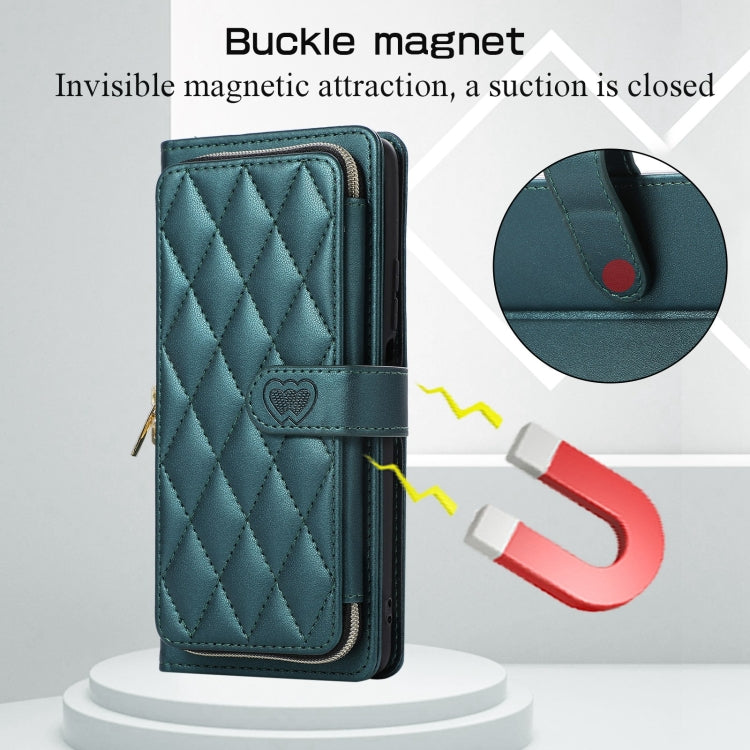 For Redmi Note 10 / 10S Rhombic Full Zipper Wallet Leather Phone Case