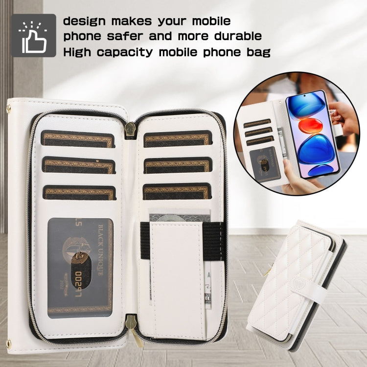 For Redmi Note 11 Pro Global Rhombic Full Zipper Wallet Leather Phone Case