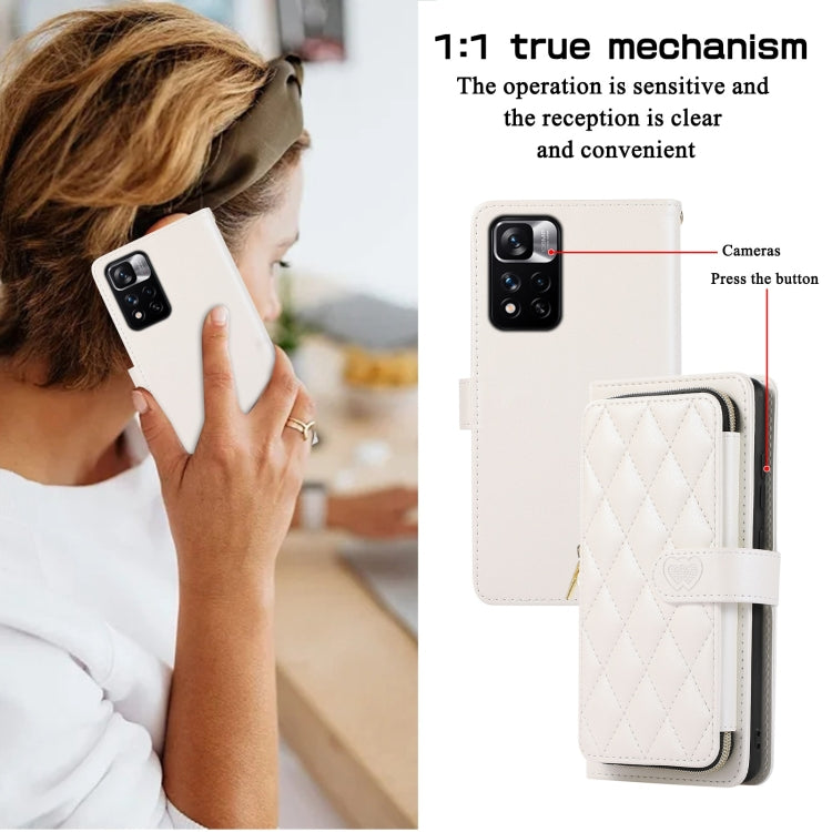 For Redmi Note 11 Pro Global Rhombic Full Zipper Wallet Leather Phone Case
