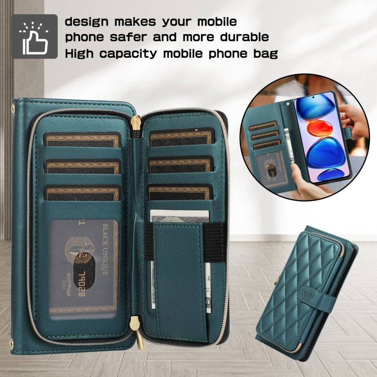 For Redmi Note 11 Pro Global Rhombic Full Zipper Wallet Leather Phone Case