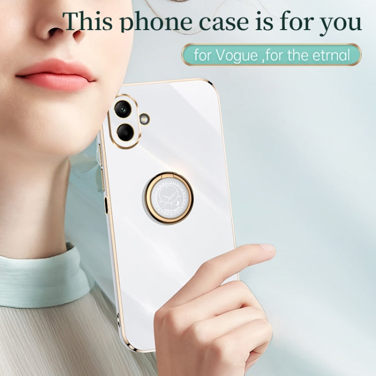 For Samsung Galaxy A06 4G XINLI Straight Edge 6D Electroplate TPU Phone Case with Ring Holder