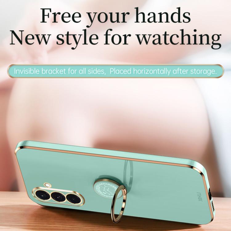 For Samsung Galaxy A56 5G XINLI Straight Edge 6D Electroplate TPU Phone Case with Ring Holder