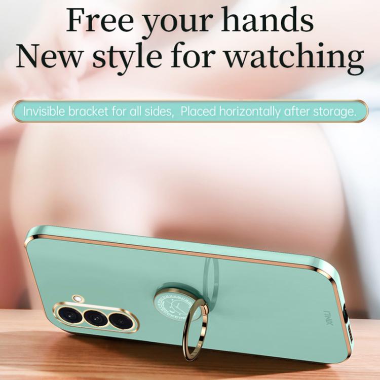 For Samsung Galaxy A36 5G XINLI Straight Edge 6D Electroplate TPU Phone Case with Ring Holder