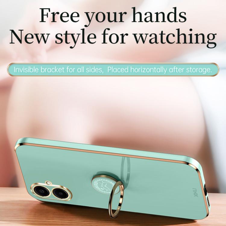 For Galaxy A07 5G XINLI Straight Edge 6D Electroplate TPU Phone Case with Ring Holder