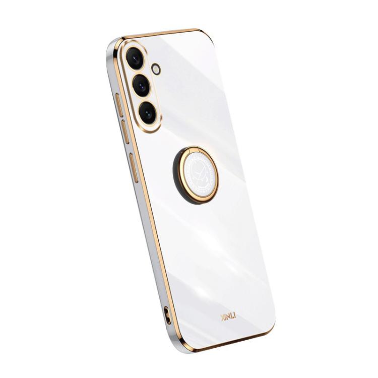 For Galaxy A37 5G XINLI Straight Edge 6D Electroplate TPU Phone Case with Ring Holder