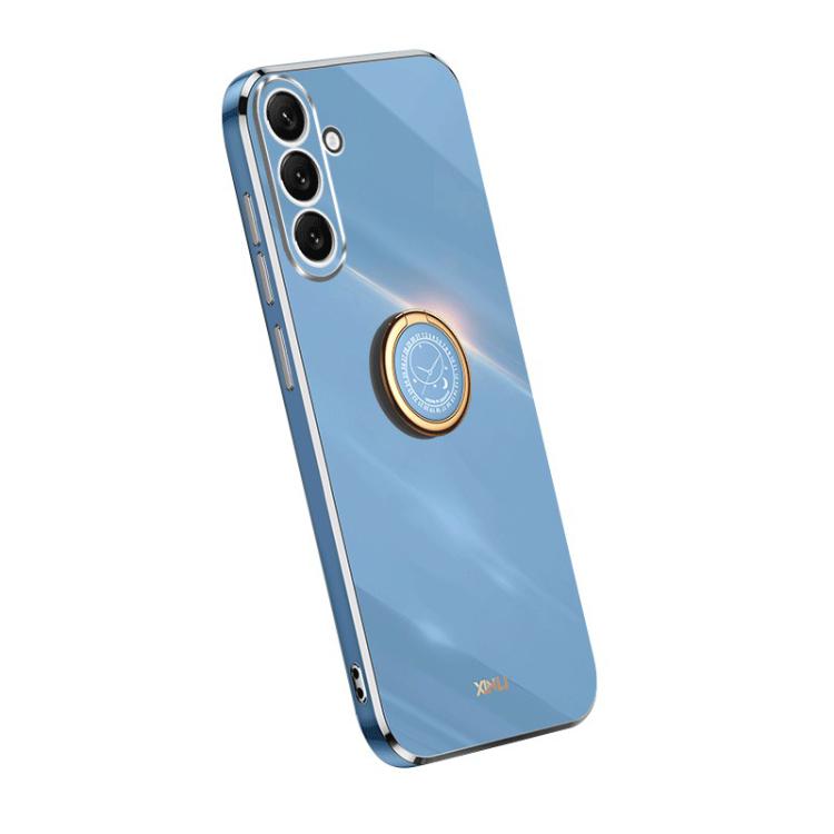 For Galaxy A37 5G XINLI Straight Edge 6D Electroplate TPU Phone Case with Ring Holder