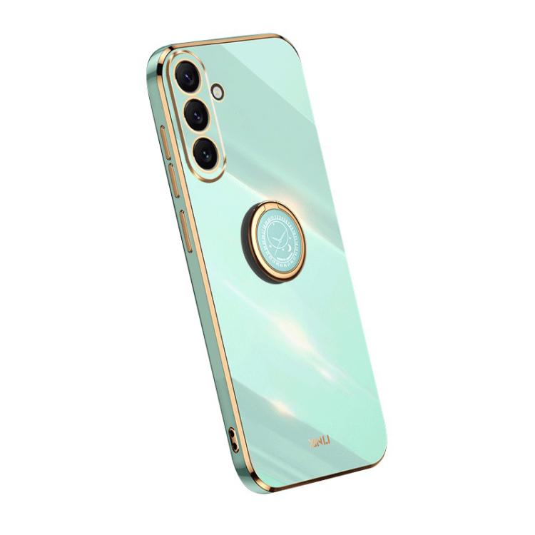For Galaxy A57 5G XINLI Straight Edge 6D Electroplate TPU Phone Case with Ring Holder