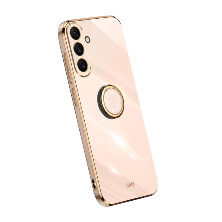 For Galaxy A57 5G XINLI Straight Edge 6D Electroplate TPU Phone Case with Ring Holder