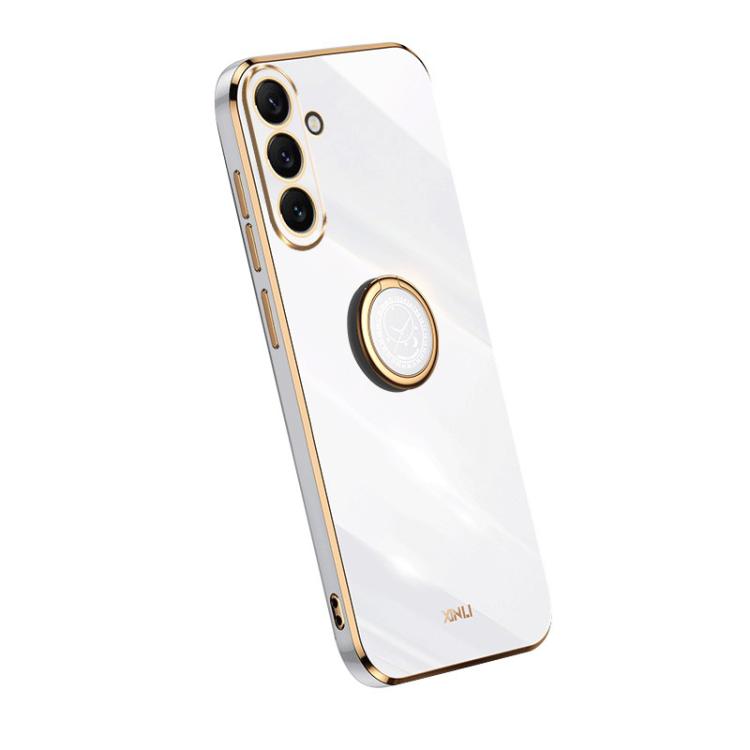 For Galaxy A57 5G XINLI Straight Edge 6D Electroplate TPU Phone Case with Ring Holder