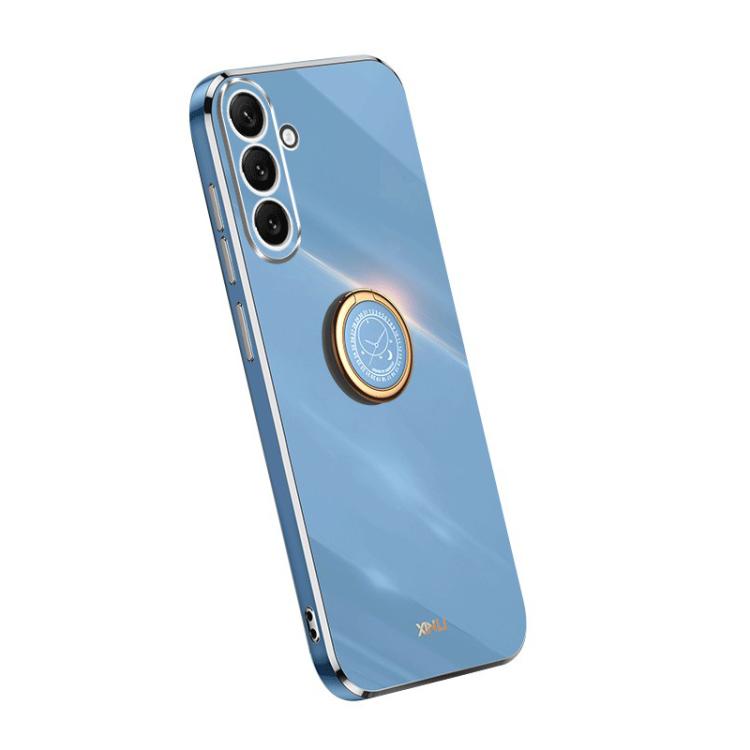 For Galaxy A57 5G XINLI Straight Edge 6D Electroplate TPU Phone Case with Ring Holder