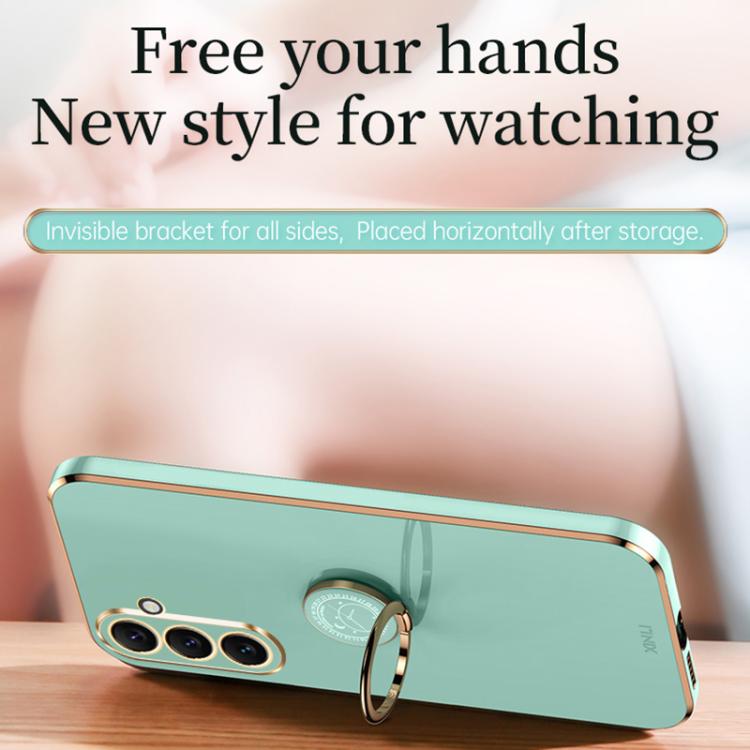 For Galaxy A57 5G XINLI Straight Edge 6D Electroplate TPU Phone Case with Ring Holder