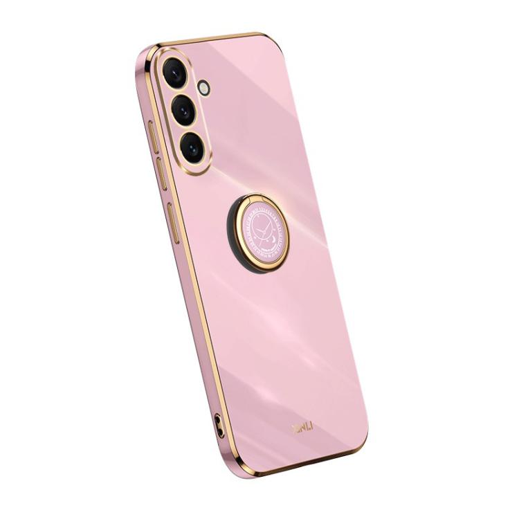 For Galaxy A57 5G XINLI Straight Edge 6D Electroplate TPU Phone Case with Ring Holder
