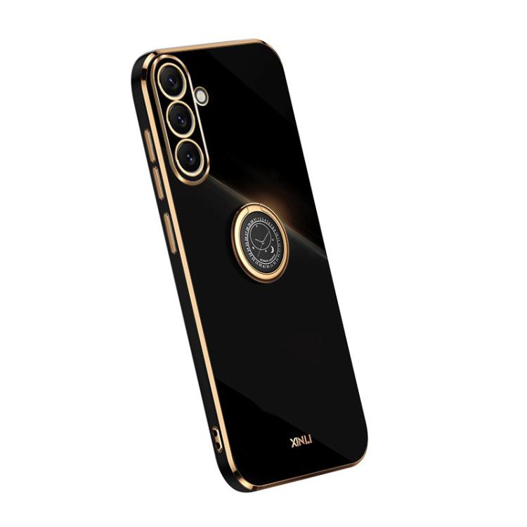 For Galaxy A57 5G XINLI Straight Edge 6D Electroplate TPU Phone Case with Ring Holder