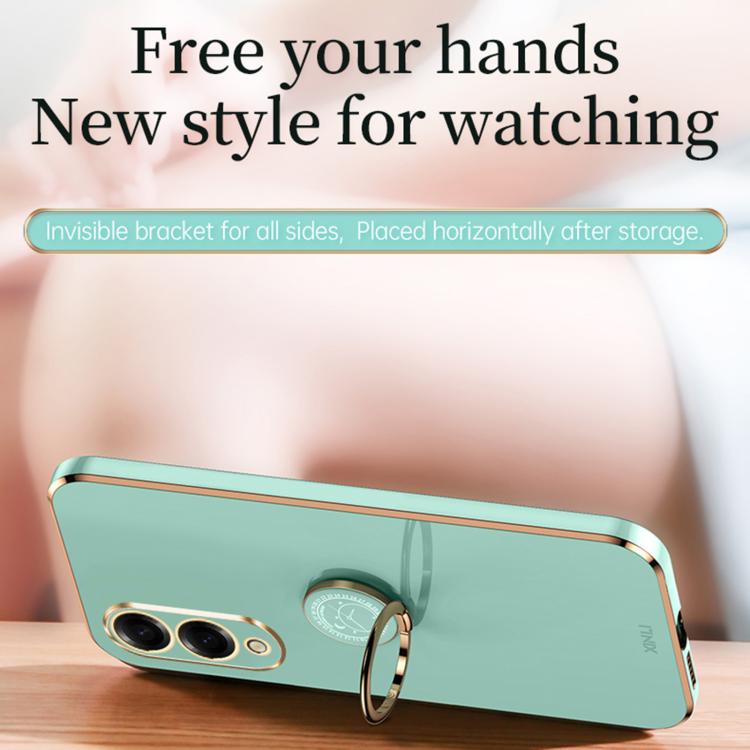 For Samsung Galaxy S25 Edge 5G XINLI Straight Edge 6D Electroplate TPU Phone Case with Ring Holder