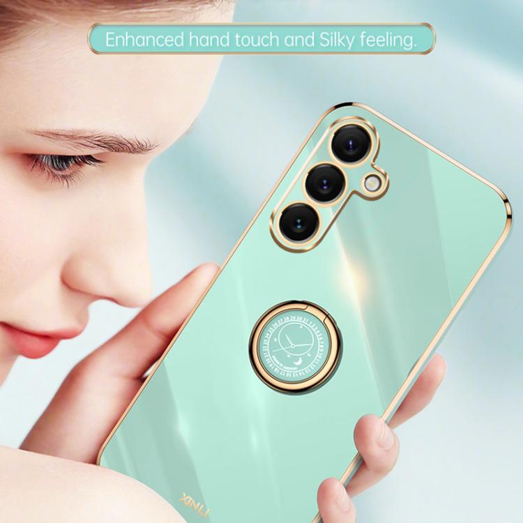 For Samsung Galaxy S26 5G XINLI Straight Edge 6D Electroplate TPU Phone Case with Ring Holder