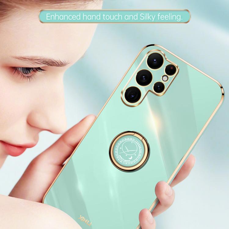 For Samsung Galaxy S26 Ultra 5G XINLI Straight Edge 6D Electroplate TPU Phone Case with Ring Holder