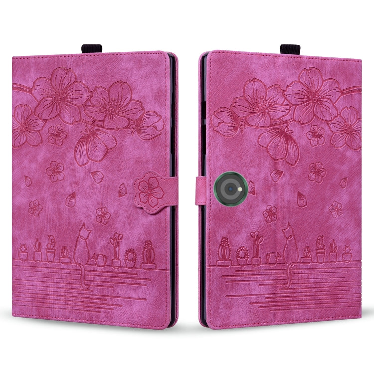 For OnePlus Pad / Pad Pro 12.1 Cartoon Sakura Cat Embossed Leather Tablet Case