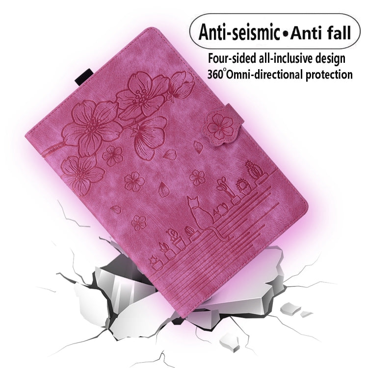 For OnePlus Pad / Pad Pro 12.1 Cartoon Sakura Cat Embossed Leather Tablet Case