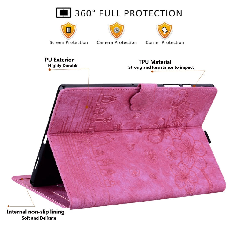 For OnePlus Pad / Pad Pro 12.1 Cartoon Sakura Cat Embossed Leather Tablet Case