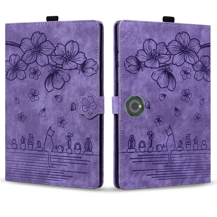 For OnePlus Pad / Pad Pro 12.1 Cartoon Sakura Cat Embossed Leather Tablet Case