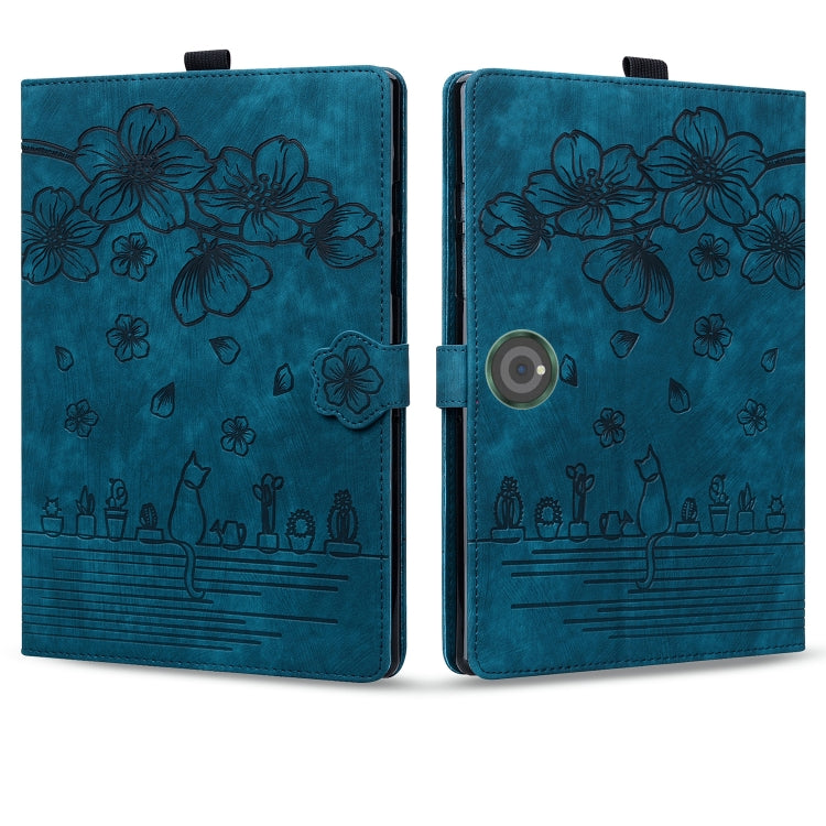 For OnePlus Pad / Pad Pro 12.1 Cartoon Sakura Cat Embossed Leather Tablet Case