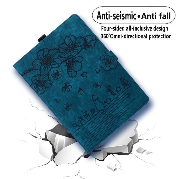 For OnePlus Pad / Pad Pro 12.1 Cartoon Sakura Cat Embossed Leather Tablet Case